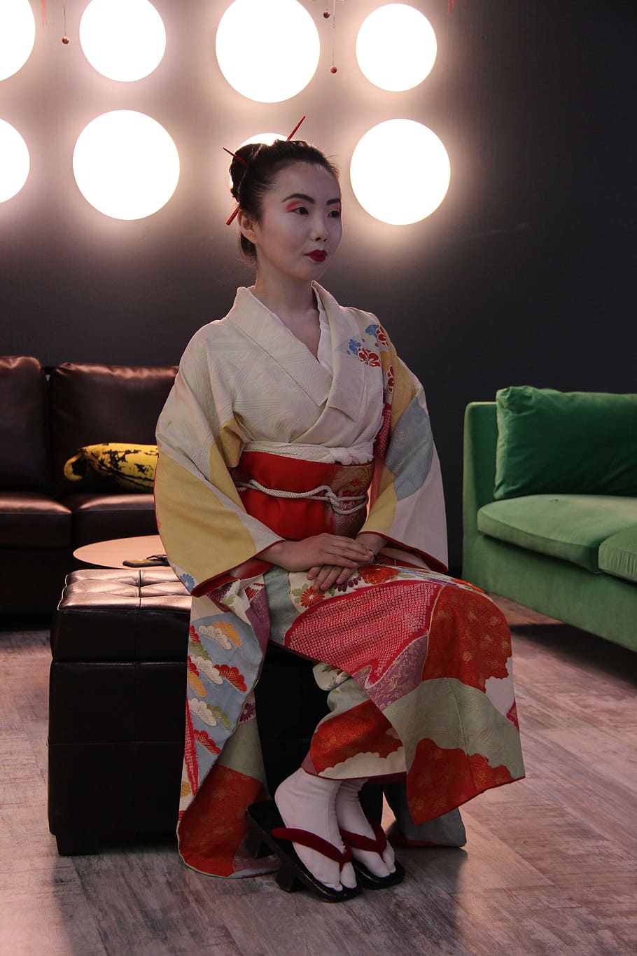 girl, kimono, geisha, model, makeup, hairstyle, geta, japan, HD wallpaper