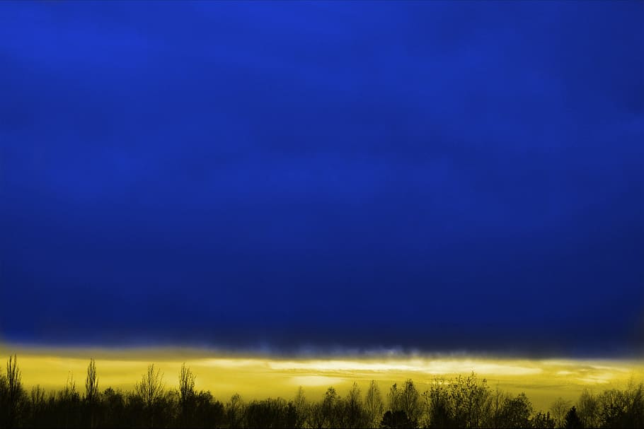 Clouds, Gold, Blue Sky, Nature, night, landscape, scenics, field HD wallpaper