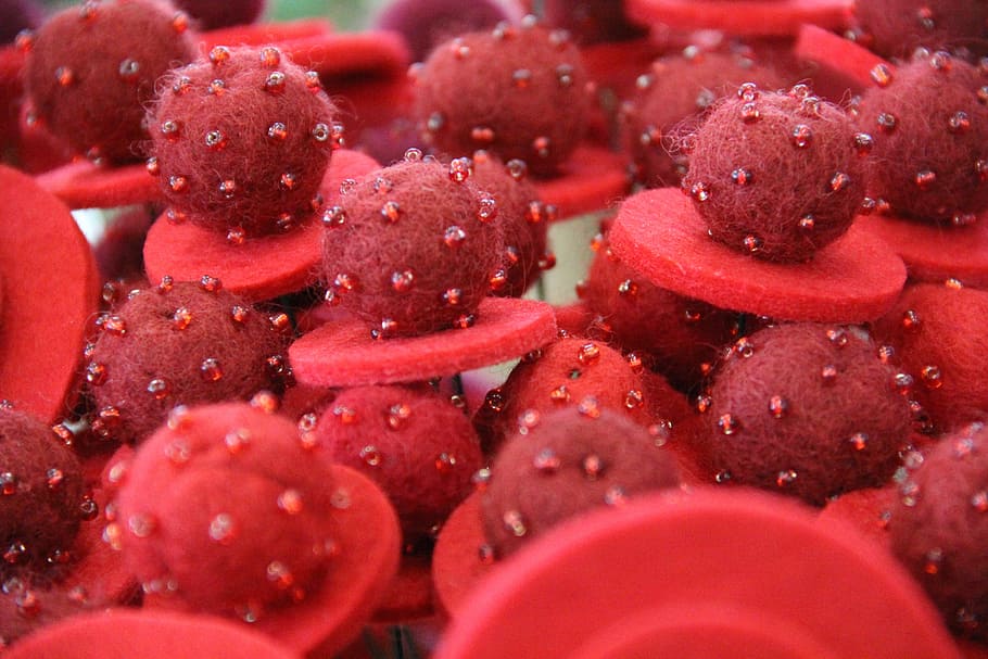 felt, red, flowers, deco, food and drink, freshness, close-up HD wallpaper