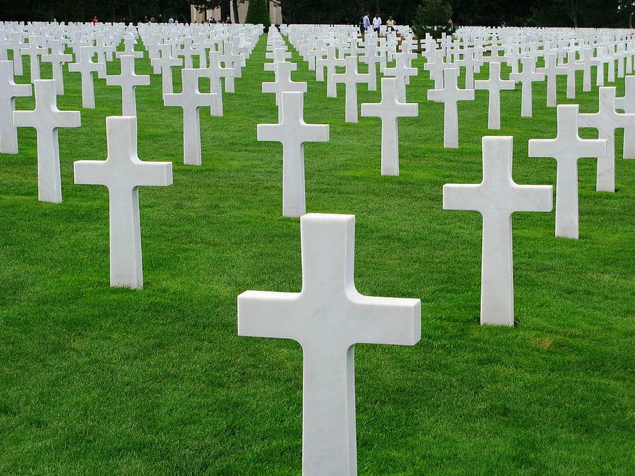 Normandy, Cemetery, Second World War, memorial, tombstone, cross HD wallpaper