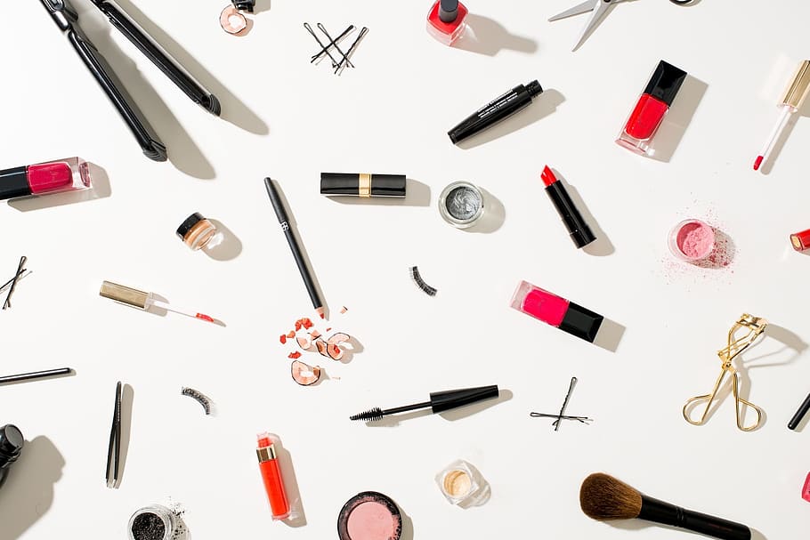 assorted makeup lot, fashion, life, large group of objects, white background, HD wallpaper