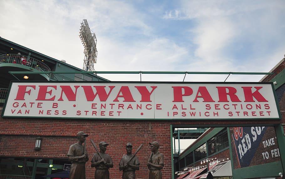 red and white Fenway Park signage, boston, massachusetts, stadium, HD wallpaper