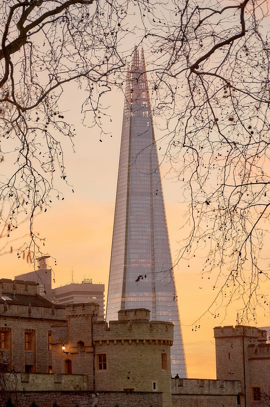 tower of london, the shard, sunset, places of interest, england