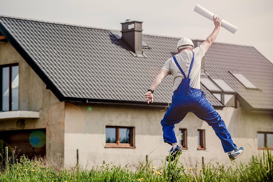 man wearing blue jumpsuit, building, joy, planning, plans, professional HD wallpaper