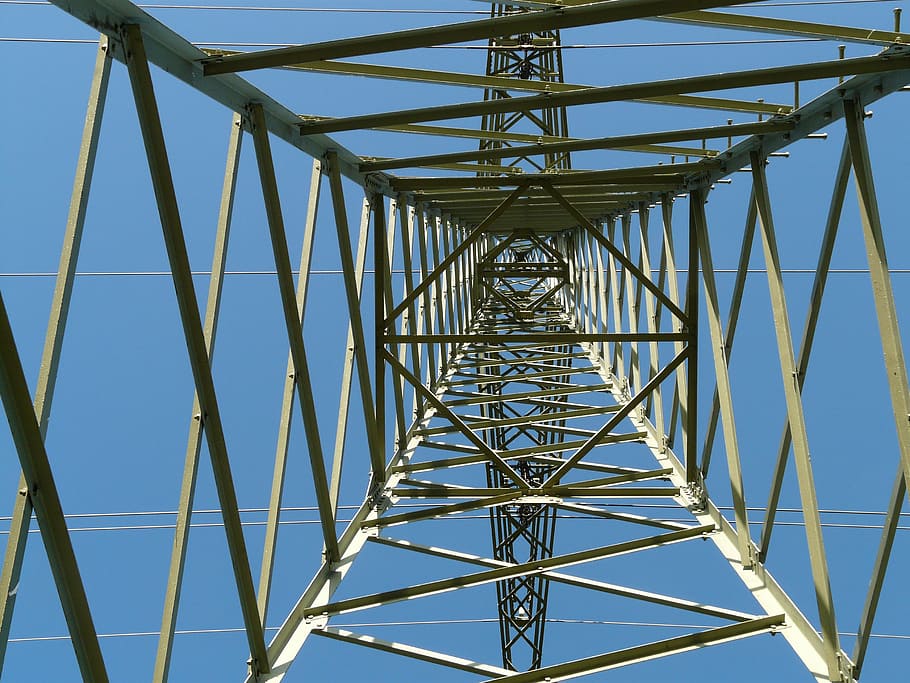 strommast, pylon, current, electricity, iron, tower, building HD wallpaper