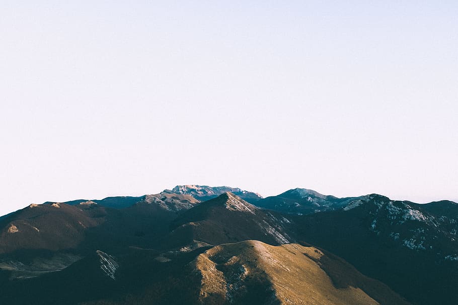 landscape photography of mountains, bird's eye view photography of mountains HD wallpaper