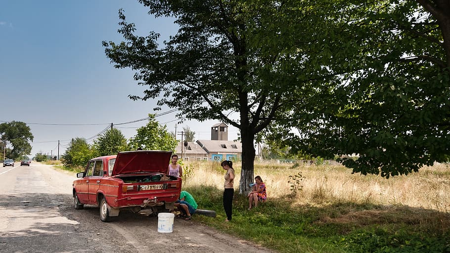 Auto, Breakdown, Lada, Roadside, red, automotive, car breakdown HD wallpaper