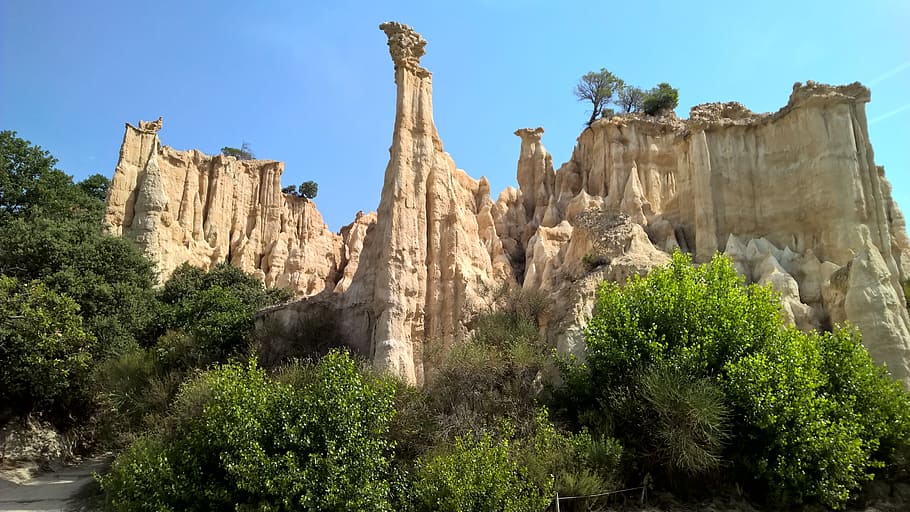 mountain, rocks, panorama, pyrenees, france, tree, plant, rock formation HD wallpaper