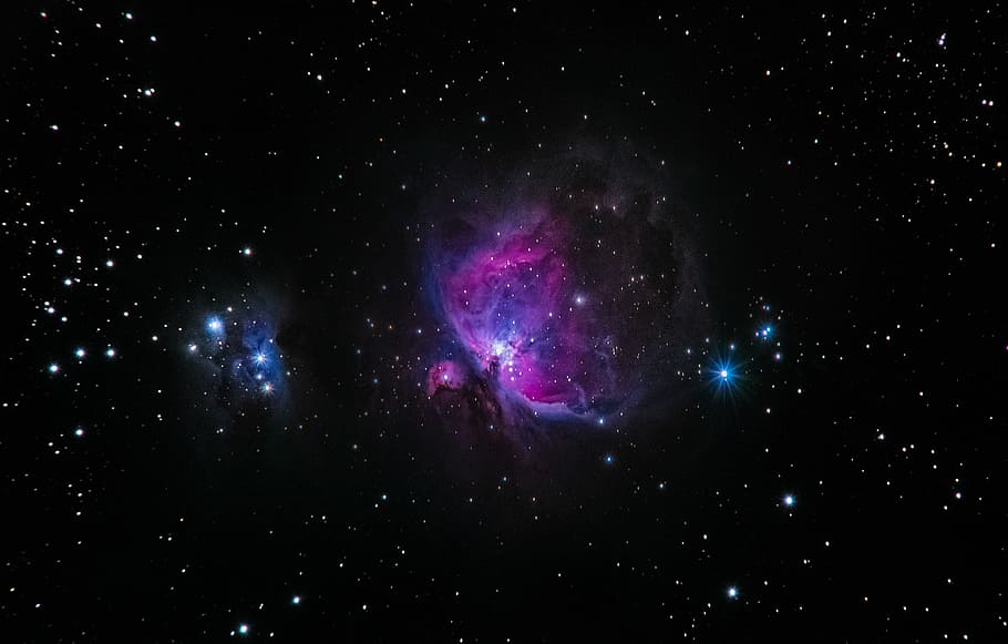nebula in galaxy, galaxy with stars, deep space, light, sky, night HD wallpaper