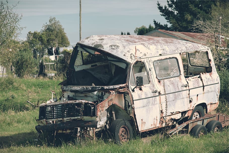 truck, old, damaged, rust, scrap, broken, junk, yard, abandoned, HD wallpaper
