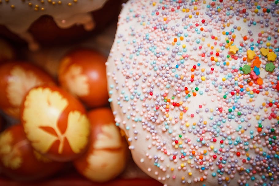 doughnut, easter, easter cake, christ is risen, holiday, eggs HD wallpaper