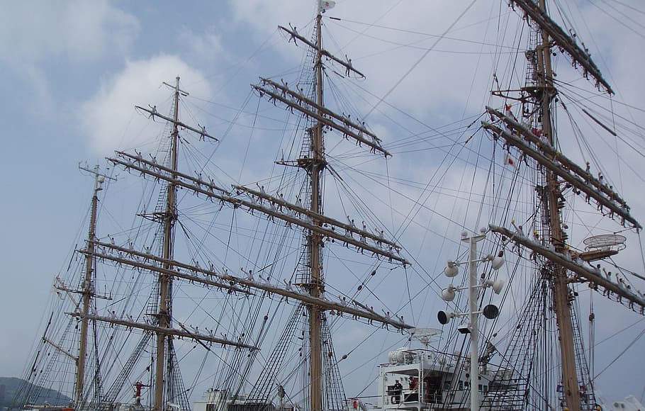 sailors, rigging, sailing ship, maritime, nautical vessel, sailboat HD wallpaper