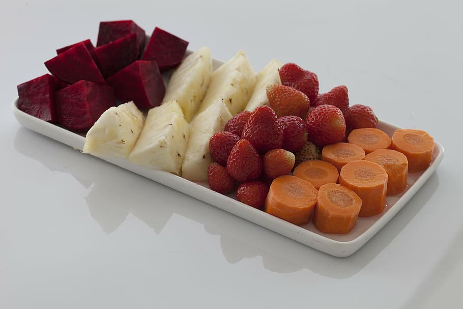 carrot, pineapple, beet, strawberry, fruits, vegetables, vitamins HD wallpaper