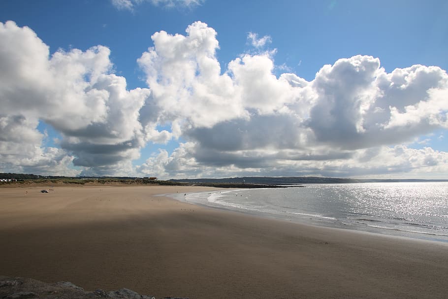 Beach, Sea, Ocean, Uk, Wales, Coast, shore, surf, water, wet HD wallpaper