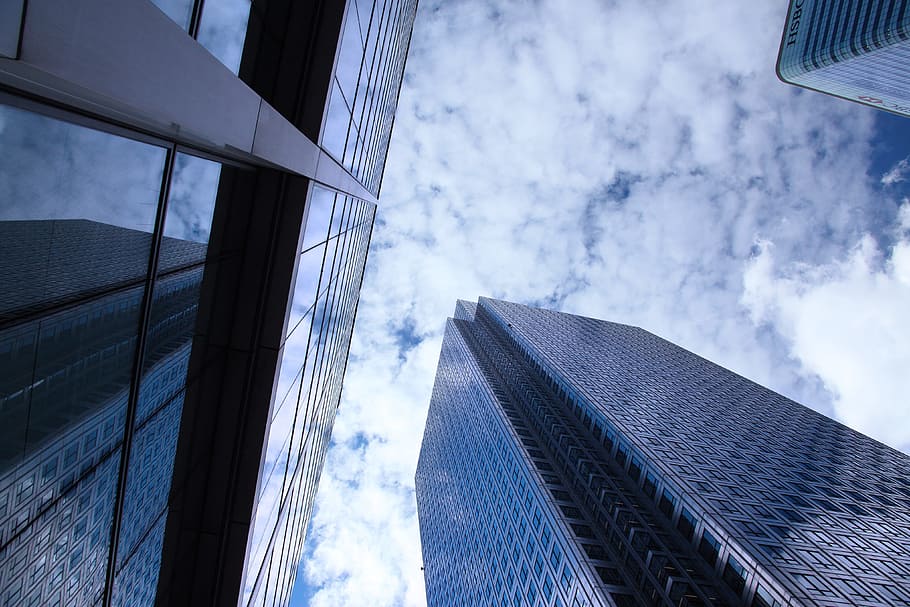 photography of three buildings, abstract, architecture, blue HD wallpaper