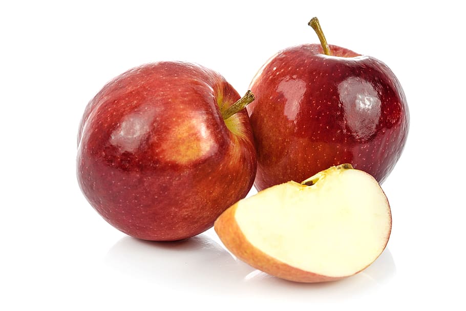 fruit, eating, juicy, healthy, apple, mature, red, half, single, HD wallpaper