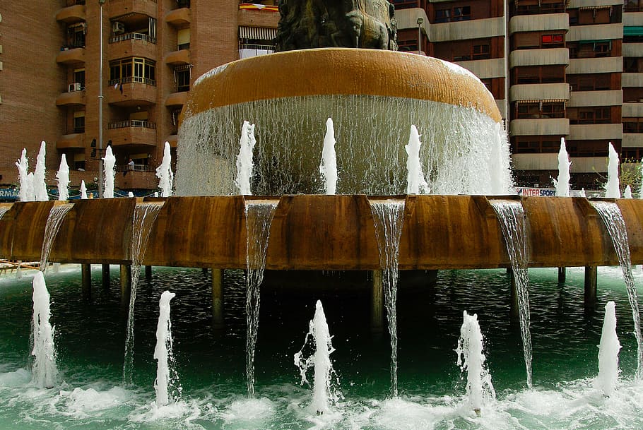 spain, lorca, fountain, water, motion, waterfront, architecture HD wallpaper
