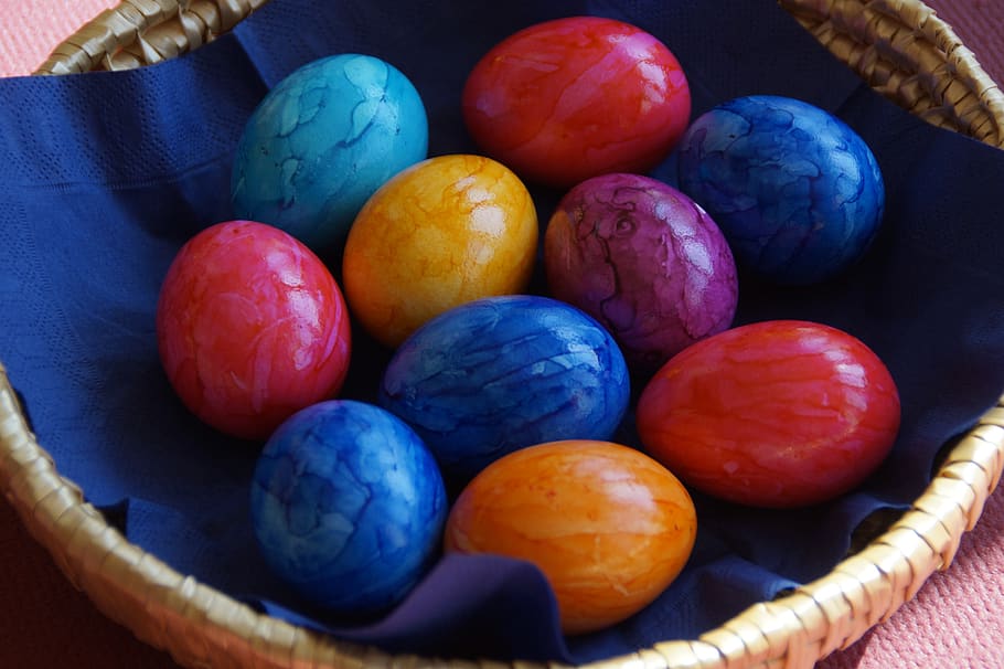 easter eggs, spring, easter bunny, basket, körbchen easter basket HD wallpaper