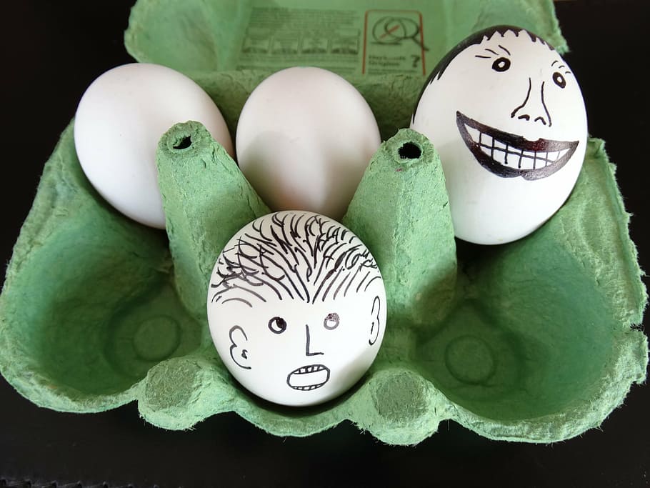 egg, painted, faces, funny, egg carton, chicken eggs, egg packaging, HD wallpaper