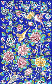 Tile, Art, Craft, Decorative, Ceramic, blue, full frame, flower HD wallpaper