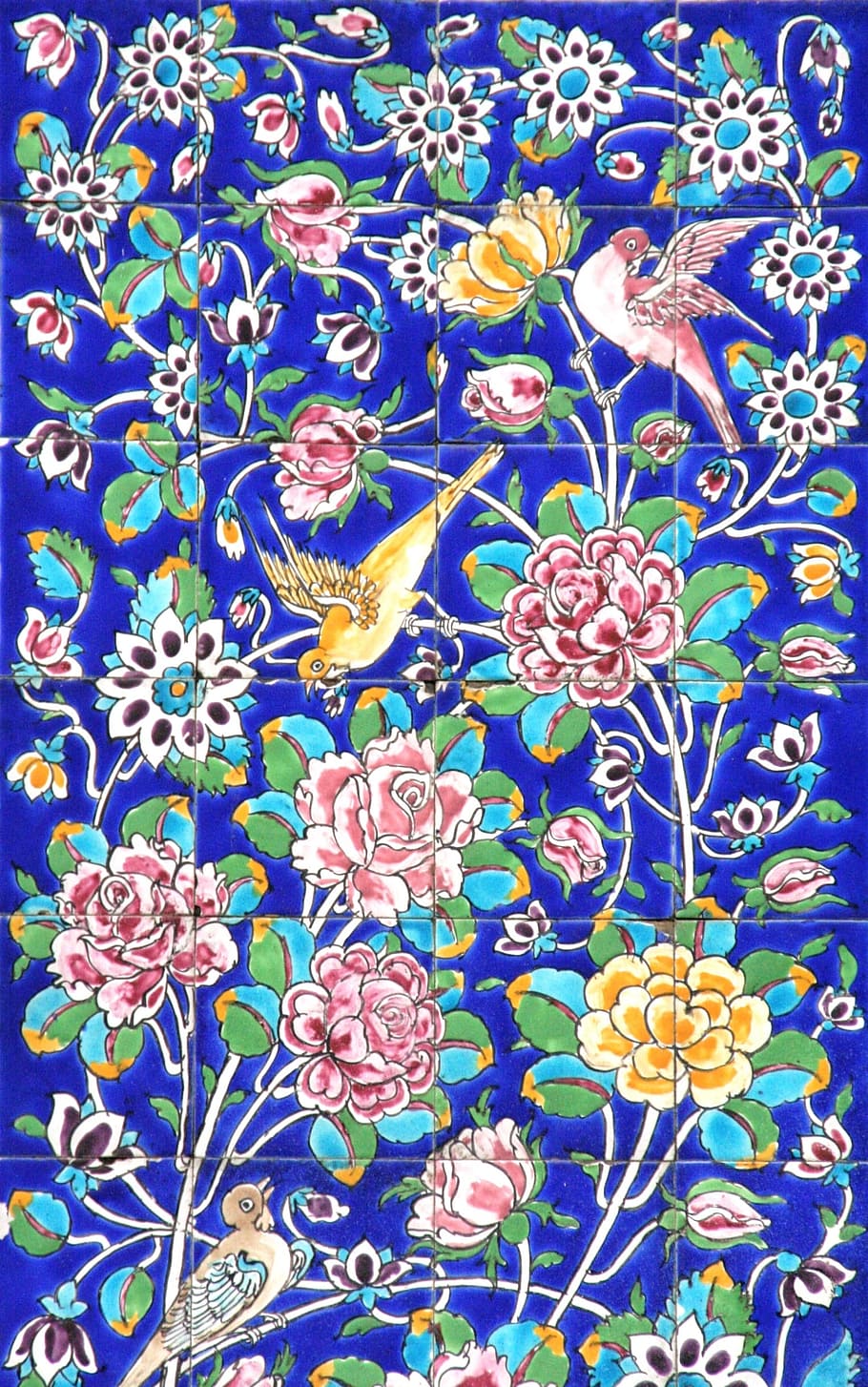 Tile, Art, Craft, Decorative, Ceramic, blue, full frame, flower HD wallpaper