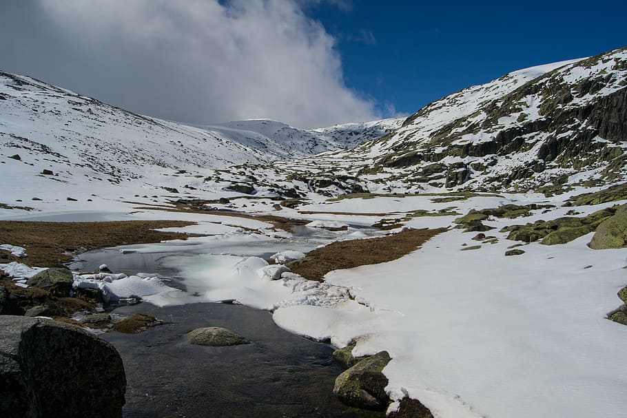 degrees, circus, mountain, snow, nature, landscape, river, mountain river HD wallpaper