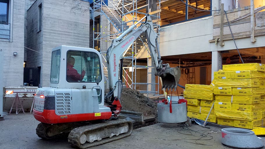 excavators, site, construction work, architecture, industry HD wallpaper
