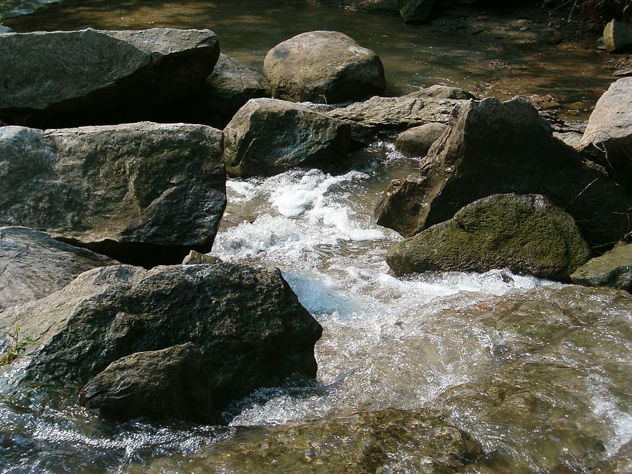 rock glen, conservation, stream, water, nature, flowing, solid HD wallpaper