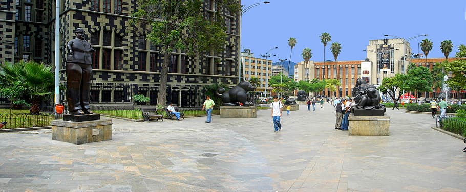 Plaza Botero with Museum of Antioquia in Colombia, Medellin, buildings, HD wallpaper