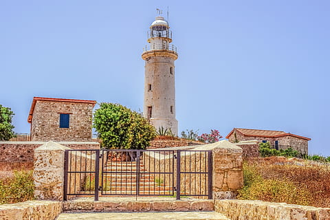 Lighthouse, Architecture, Landmark, building, paphos, cyprus HD wallpaper