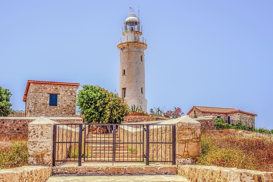 Lighthouse, Architecture, Landmark, building, paphos, cyprus HD wallpaper