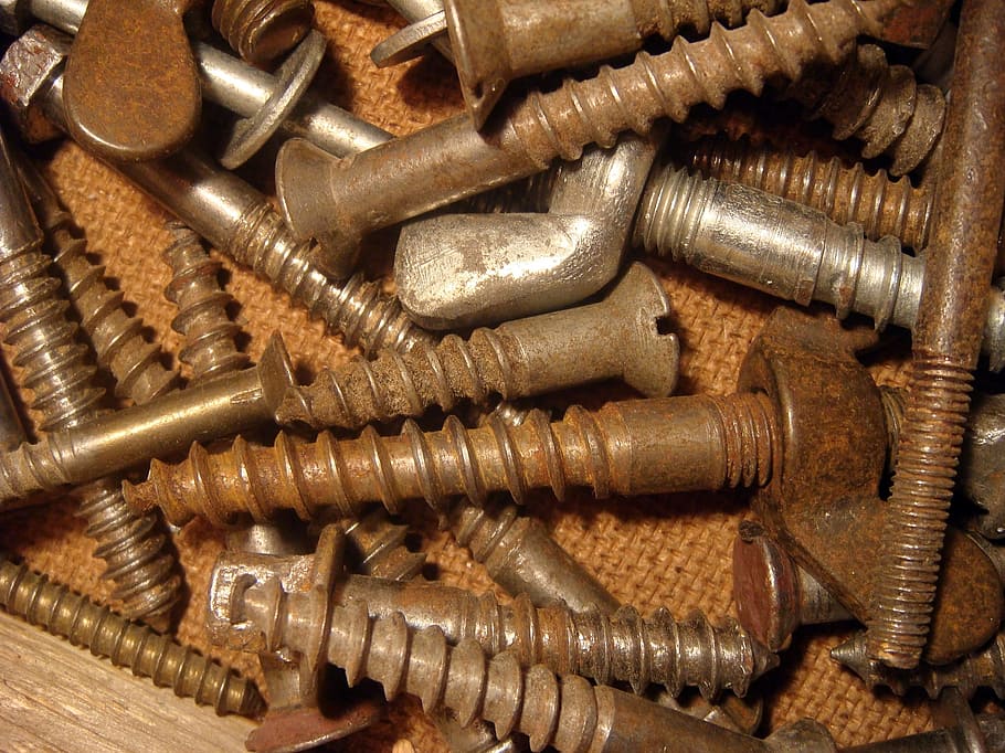 Old, Screw, Building, rusty, large, the background, metal, texture HD wallpaper