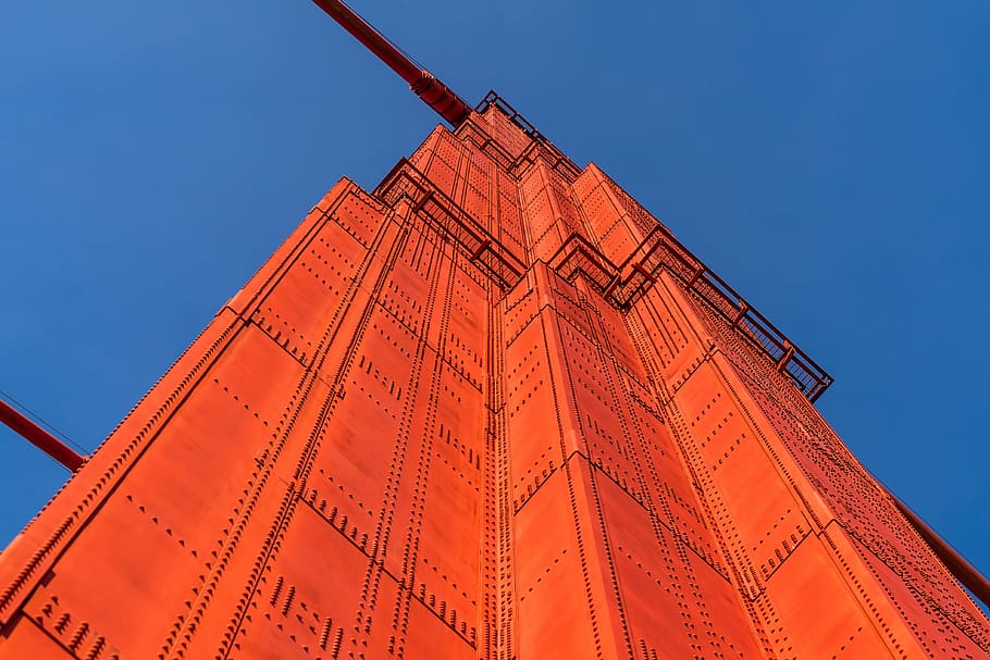 orange building low angle photography, low-angle photography of building HD wallpaper