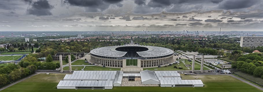 panorama, architecture, panoramic image, berlin olympic stadium, HD wallpaper