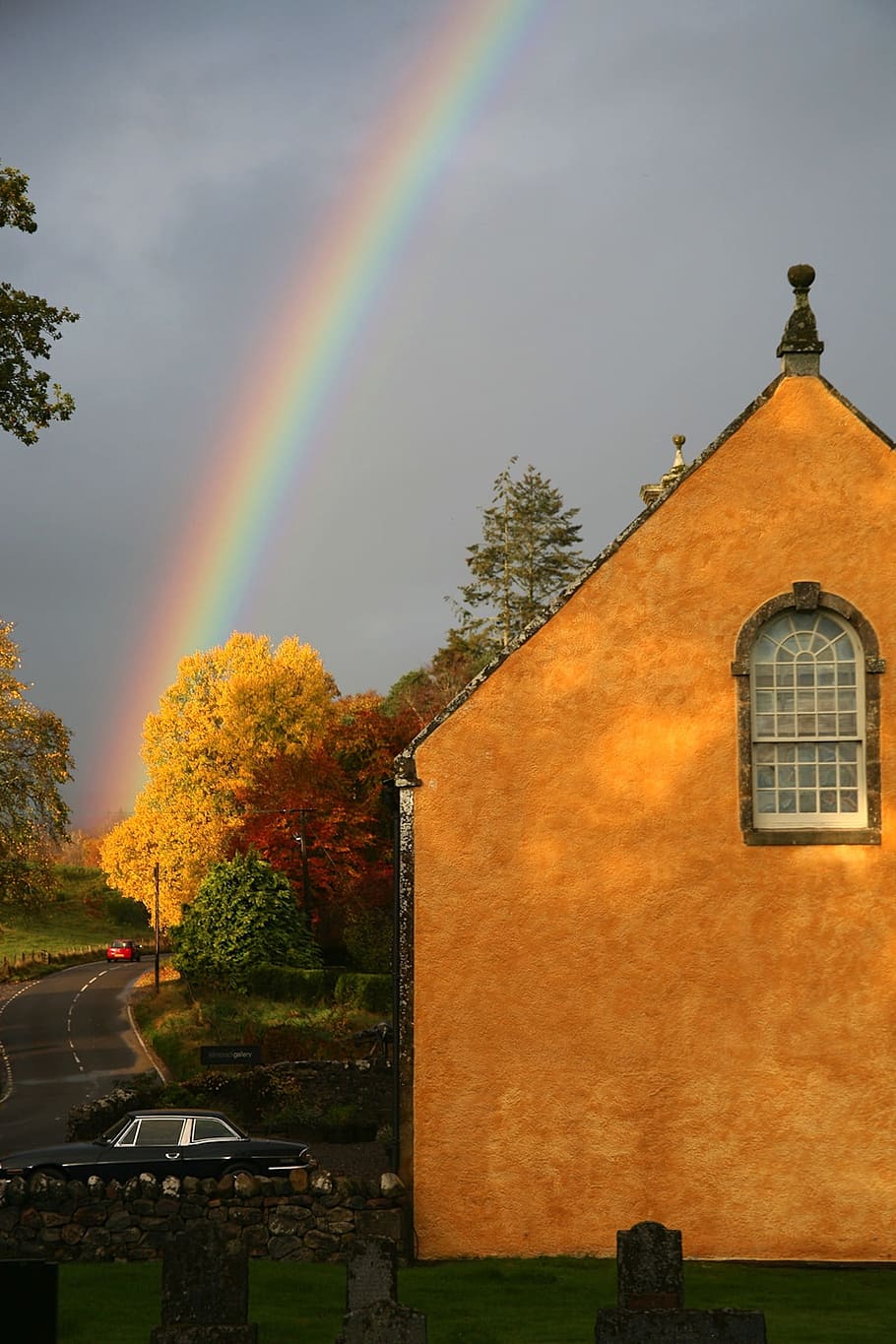 Rainbow, Building, House, Fall, Autumn, colors, colorful, outside