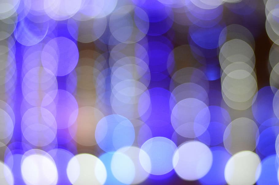 blue, blurred, bokeh, lights, defocused, night, illuminated HD wallpaper
