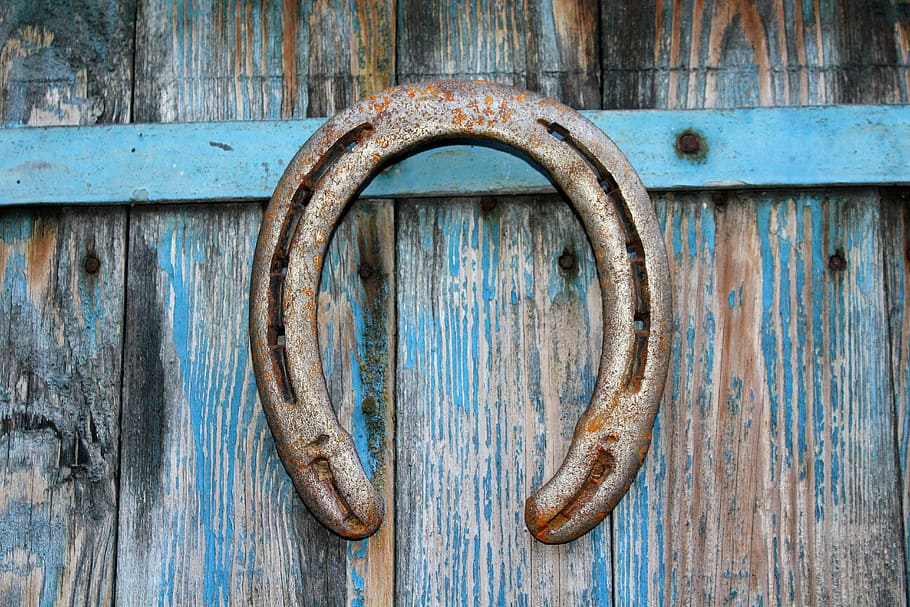 HD wallpaper rusty brown horseshoe pinned on gray wood surface lucky  charm  Wallpaper Flare