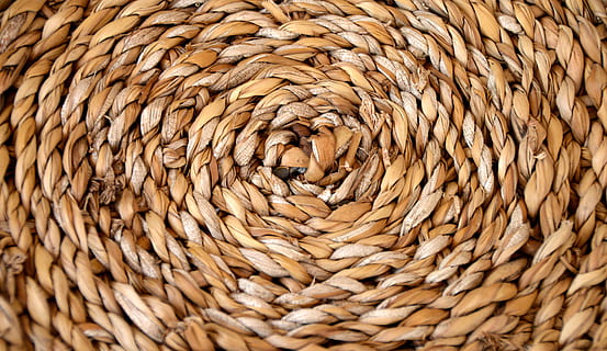 closeup photo of brown rolled decor, Basket, Braid, Structure HD wallpaper