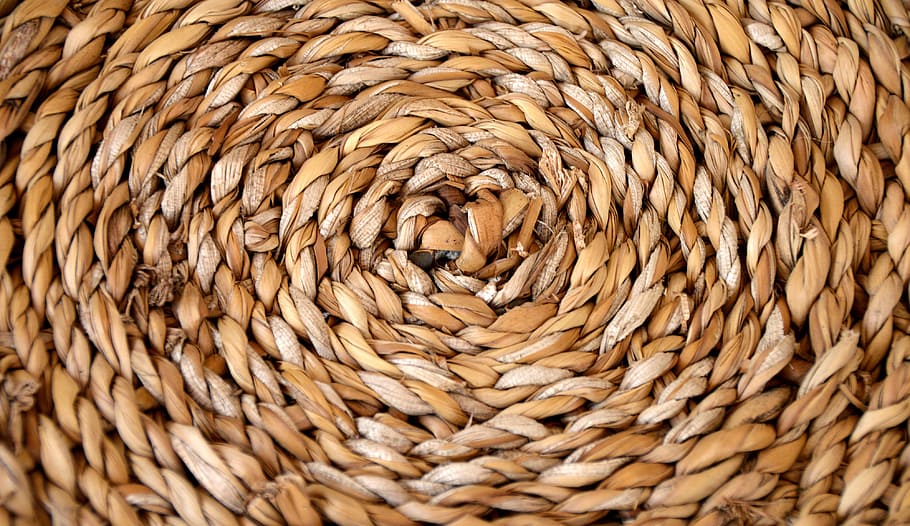 closeup photo of brown rolled decor, Basket, Braid, Structure HD wallpaper