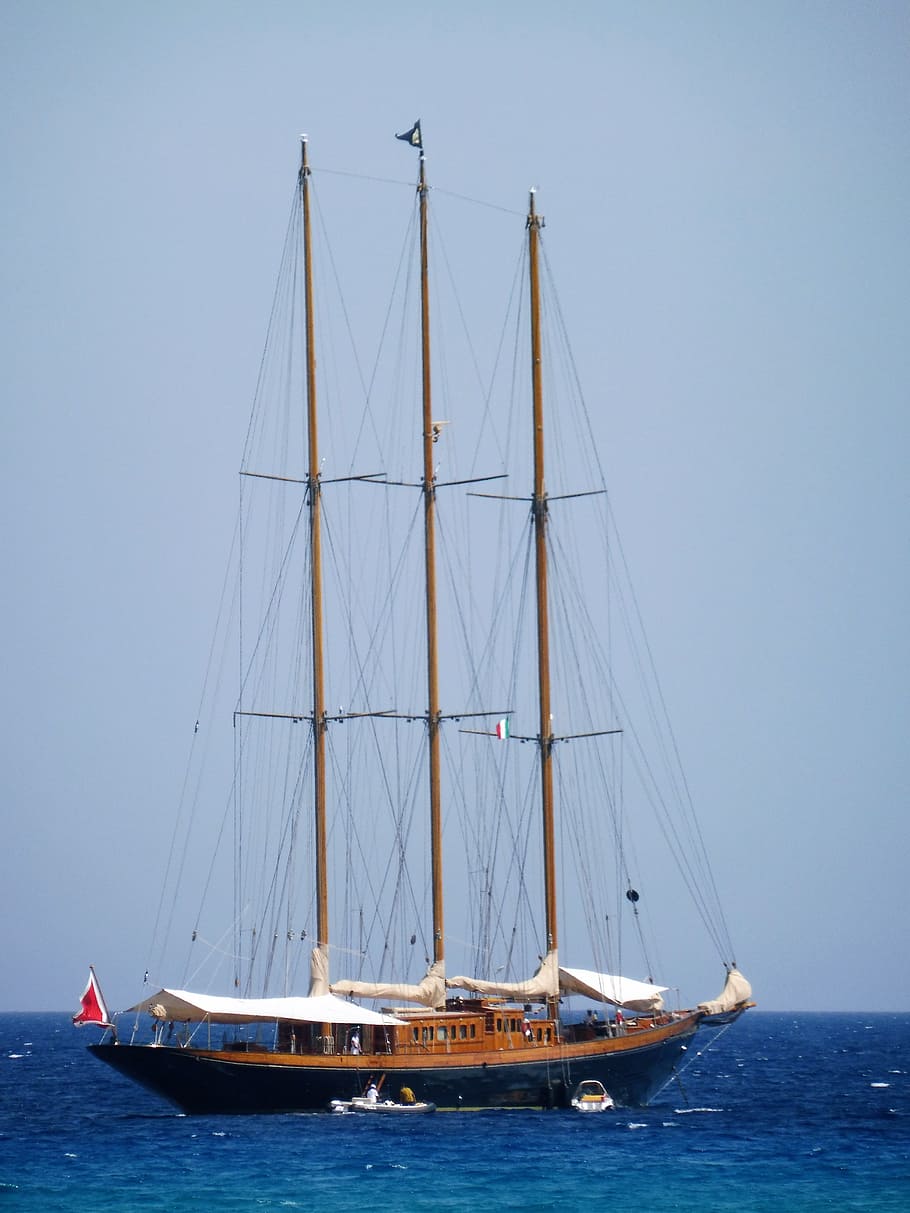 sailing vessel, three masted, masts, rigging, wooden boat, maritime HD wallpaper