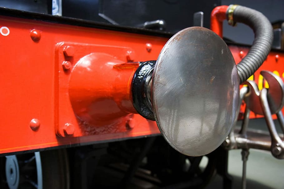 Steam, Train, Buffer, Metal, Steel, red, close, transportation HD wallpaper