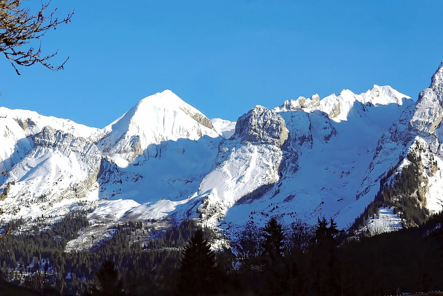 alps, mont blanc, points, mountain, snow, glacier, winter landscape HD wallpaper