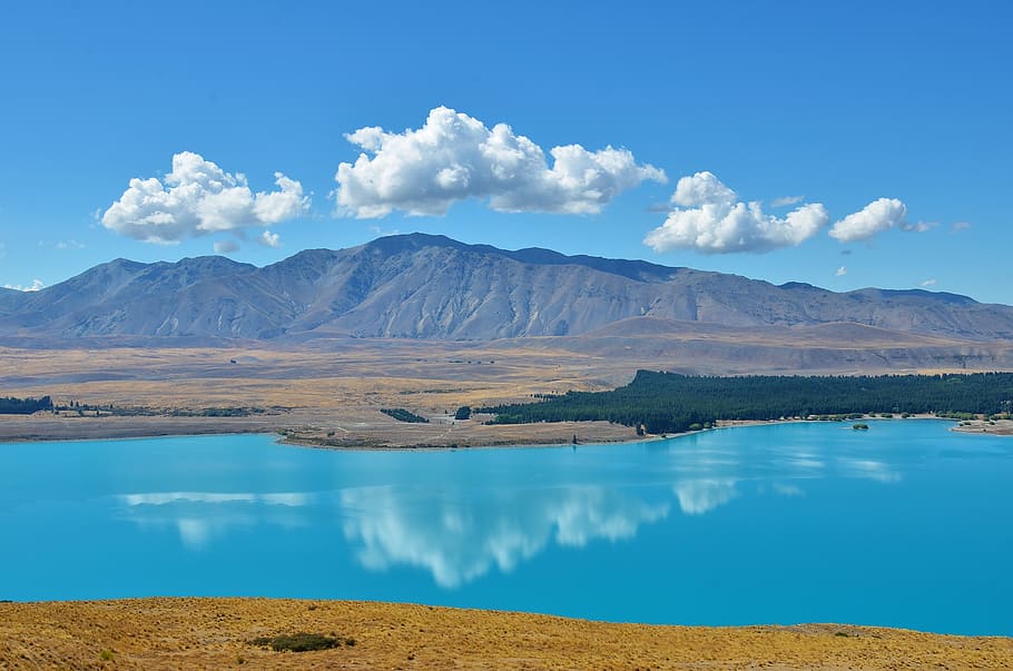 lake and mountain horizon during day time, lake tekapo, serenity, HD wallpaper