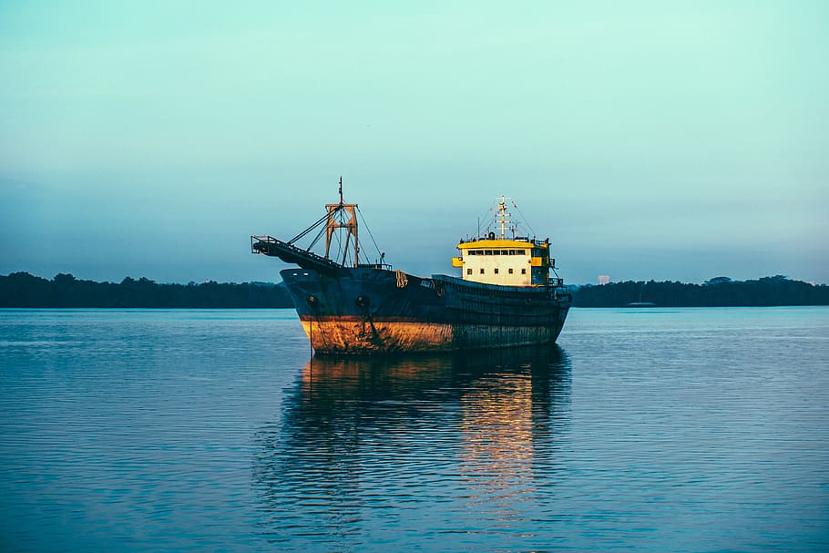 Tanker, Ship, Sea, Reflection, Old, rusty, nautical Vessel HD wallpaper