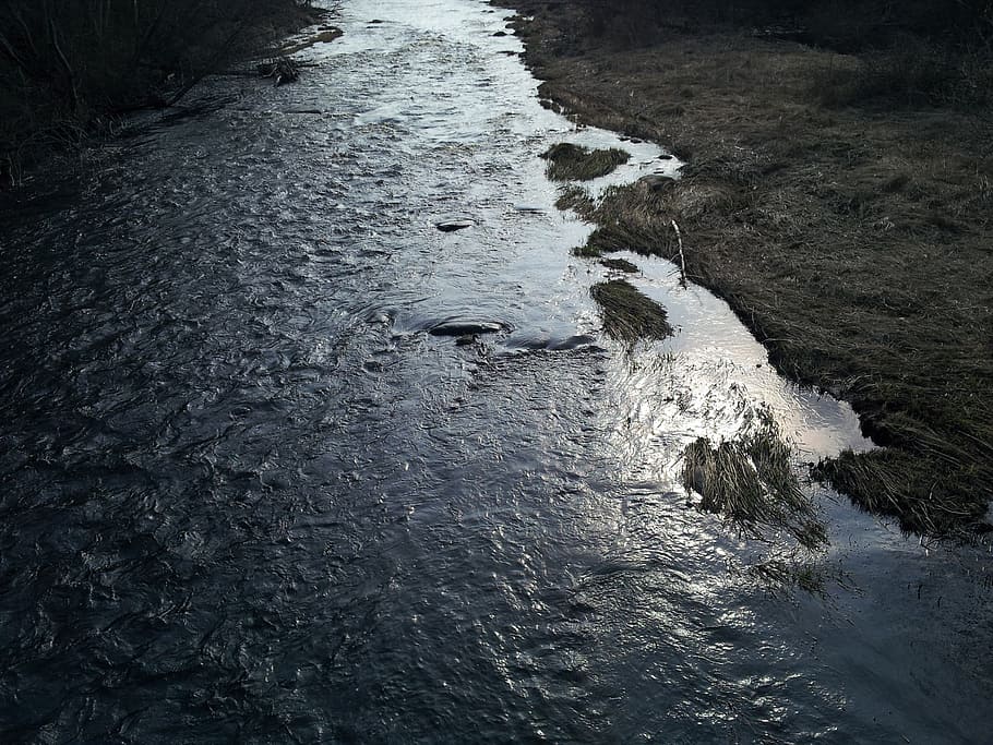 river, evening, scenery, nature, water, no people, day, high angle view HD wallpaper