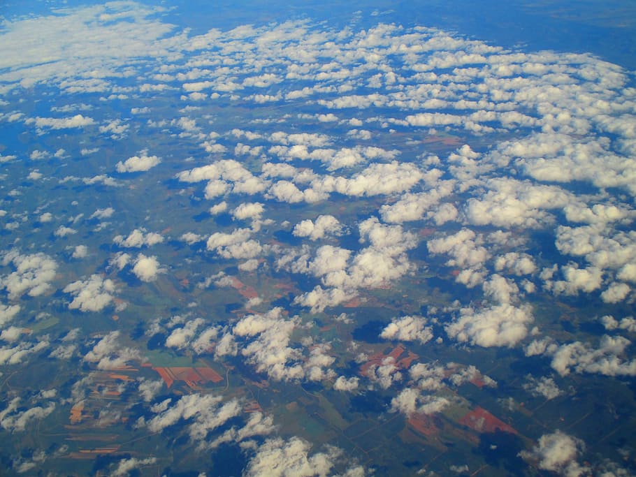 plane, clouds, landscape, sky, travel, view, scenics - nature HD wallpaper