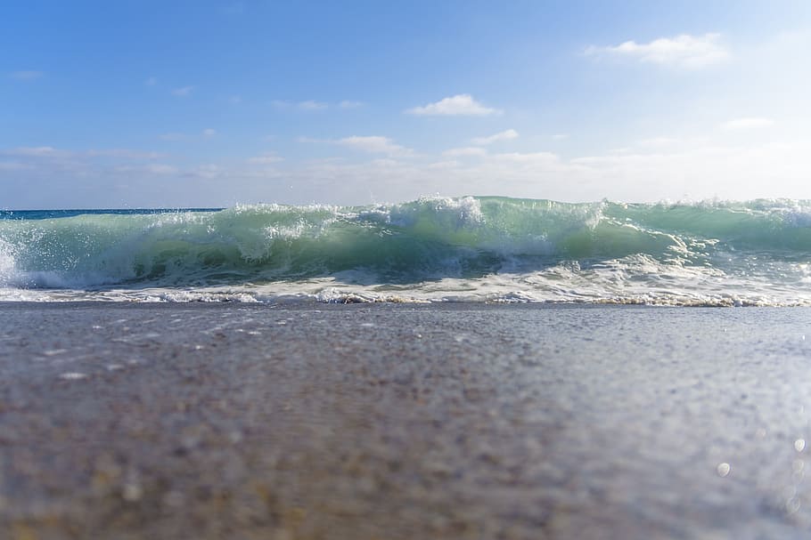wave, water, beach, liquid, wet, ripple, ocean, water wave HD wallpaper