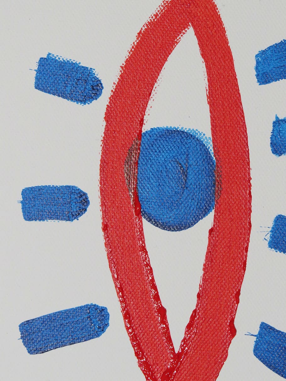 image, paint, painting, eye, red, blue, abstract, art, watercolor HD wallpaper