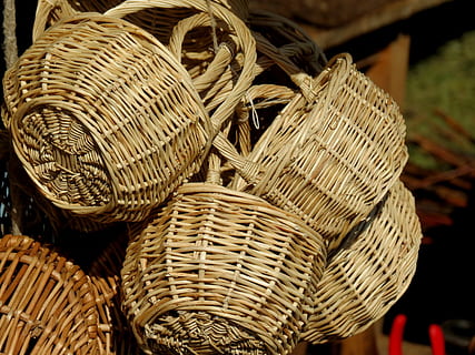 Baskets, Craft, Sales, Stand, Wickerwork, sales stand, weave HD wallpaper