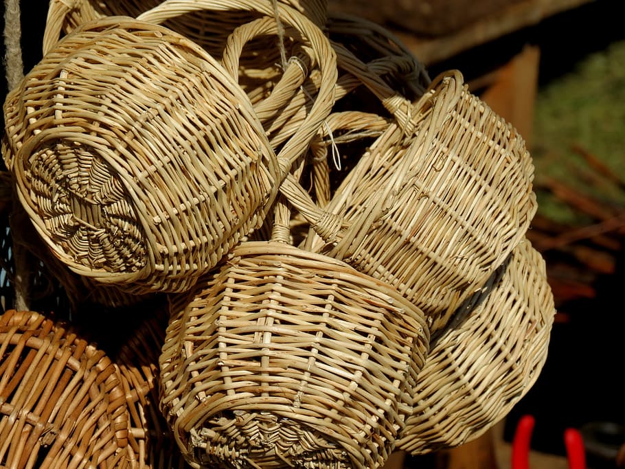 Baskets, Craft, Sales, Stand, Wickerwork, sales stand, weave HD wallpaper